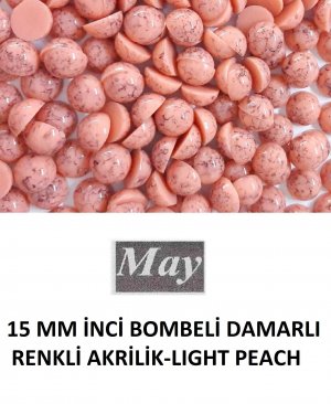 15 MM İNCİ BOMBELİ DAMARLI RENKLİ AKRİLİK-LIGHT PEACH