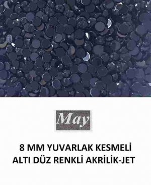 8 MM YUVARLAK KESMELİ ALTI DÜZ RENKLİ AKRİLİK-JET