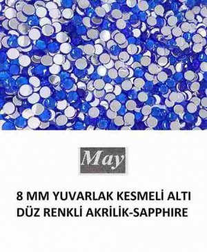 8 MM YUVARLAK KESMELİ ALTI DÜZ RENKLİ AKRİLİK-SAPPHIRE