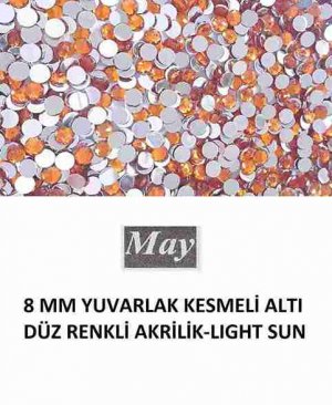 8 MM YUVARLAK KESMELİ ALTI DÜZ RENKLİ AKRİLİK-LIGHT SUN