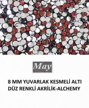 8 MM YUVARLAK KESMELİ ALTI DÜZ RENKLİ AKRİLİK-ALCHEMY