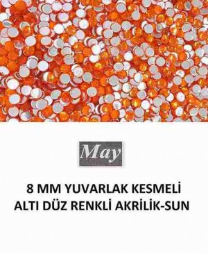 8 MM YUVARLAK KESMELİ ALTI DÜZ RENKLİ AKRİLİK-SUN