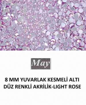 8 MM YUVARLAK KESMELİ ALTI DÜZ RENKLİ AKRİLİK-LIGHT ROSE