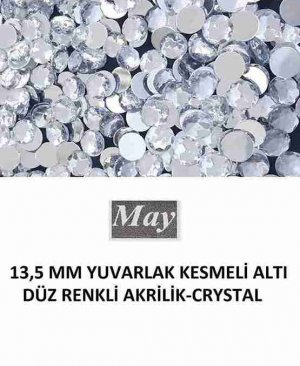 13,5 MM YUVARLAK KESMELİ ALTI DÜZ RENKLİ AKRİLİK-CRYSTAL