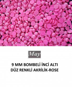 9 MM BOMBELİ İNCİ ALTI DÜZ RENKLİ AKRİLİK-ROSE
