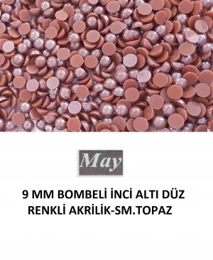 9 MM BOMBELİ İNCİ ALTI DÜZ RENKLİ AKRİLİK-SM.TOPAZ