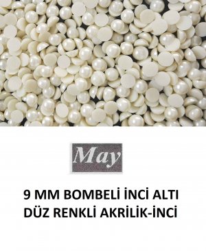 9 MM BOMBELİ İNCİ ALTI DÜZ RENKLİ AKRİLİK-İNCİ