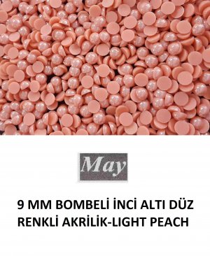 9 MM BOMBELİ İNCİ ALTI DÜZ RENKLİ AKRİLİK-LIGHT PEACH