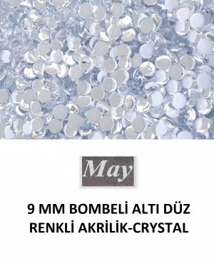 9 MM BOMBELİ ALTI DÜZ RENKLİ AKRİLİK-CRYSTAL