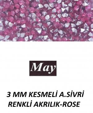 3 MM KESMELİ ALTI SİVRİ RENKLİ AKRILIK-ROSE
