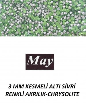 3 MM KESMELİ ALTI SİVRİ RENKLİ AKRILIK-CHRYSOLITE