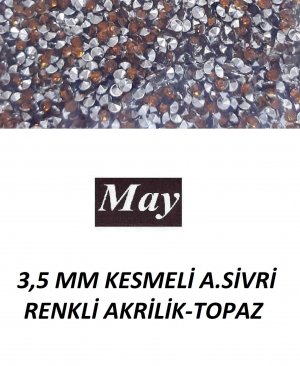 3,5 MM KESMELİ ALTI SİVRİ RENKLİ AKRİLİK-TOPAZ