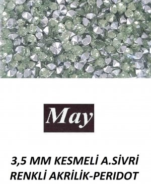 3,5 MM KESMELİ ALTI SİVRİ RENKLİ AKRİLİK-PERIDOT