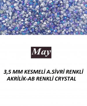 3,5 MM KESMELİ ALTI SİVRİ RENKLİ AKRİLİK-AB RENKLİ CRYSTAL