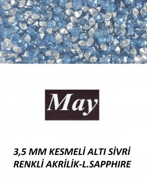 3,5 MM KESMELİ ALTI SİVRİ RENKLİ AKRİLİK-LIGHT SAPPHIRE