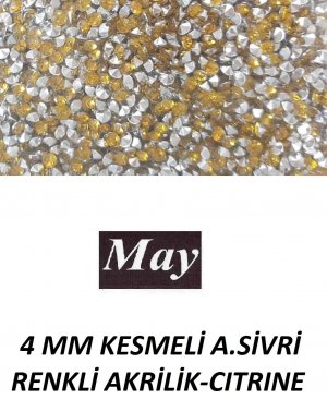 4 MM KESMELİ ALTI SİVRİ RENKLİ AKRİLİK-CITRINE