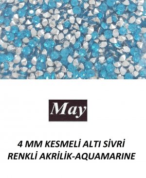 4 MM KESMELİ ALTI SİVRİ RENKLİ AKRİLİK-AQUAMARINE