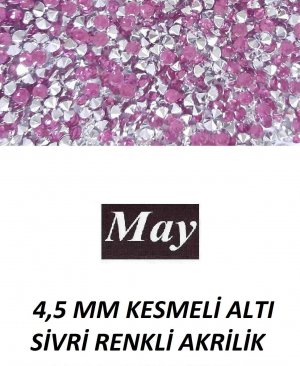 4,5 MM KESMELİ ALTI SİVRİ RENKLİ AKRİLİK-LIGHT AMETHYST