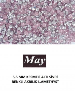 5,5 MM KESMELİ ALTI SİVRİ RENKLİ AKRİLİK-LIGHT AMETHYST