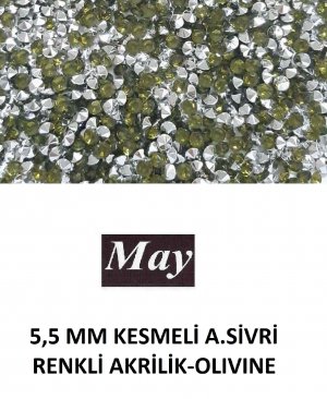 5,5 MM KESMELİ ALTI SİVRİ RENKLİ AKRİLİK-OLIVINE