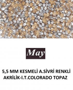 5,5 MM KESMELİ ALTI SİVRİ RENKLİ AKRİLİK-l.T.COLORADO TOPAZ