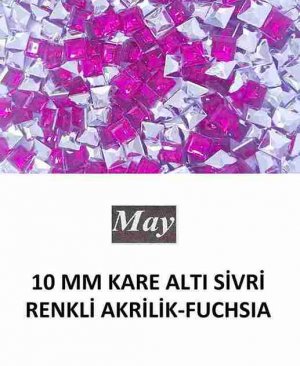 10 MM KARE ALTI SİVRİ RENKLİ AKRİLİK-FUCHSIA