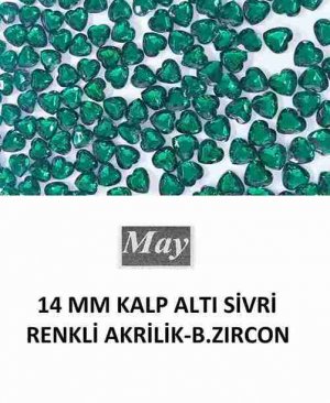 14 MM KALP ALTI SİVRİ RENKLİ AKRİLİK-BLUE ZIRCON