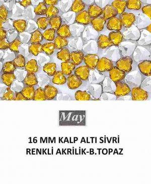 16 MM KALP ALTI SİVRİ RENKLİ AKRİLİK-BEACH TOPAZ