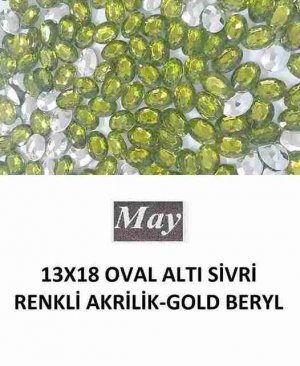 13X18 OVAL ALTI SİVRİ RENKLİ AKRİLİK-GOLD BERYL