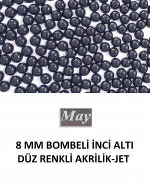 8 MM BOMBELİ İNCİ ALTI DÜZ RENKLİ AKRİLİK-JET