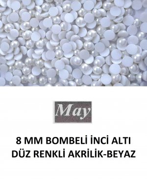 8 MM BOMBELİ İNCİ ALTI DÜZ RENKLİ AKRİLİK-JONQUIL