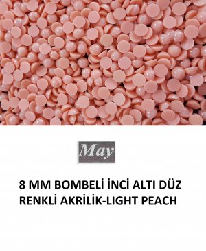 8 MM BOMBELİ İNCİ ALTI DÜZ RENKLİ AKRİLİK-LIGHT PEACH
