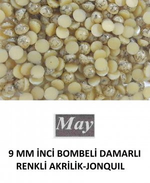 9 MM İNCİ BOMBELİ DAMARLI RENKLİ AKRİLİK-JONQUIL