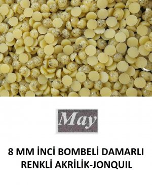 8 MM İNCİ BOMBELİ DAMARLI RENKLİ AKRİLİK-JONQUIL