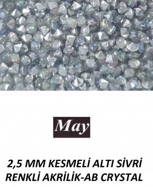 2,5 MM KESMELİ ALTI SİVRİ RENKLİ AKRİLİK-AB CRYSTAL