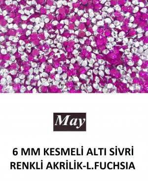 6 MM KESMELİ ALTI SİVRİ RENKLİ AKRİLİK-LIGHT FUCHSIA