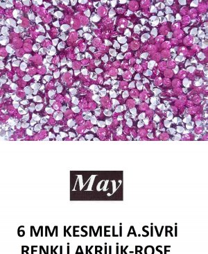 6 MM KESMELİ ALTI SİVRİ RENKLİ AKRİLİK-ROSE