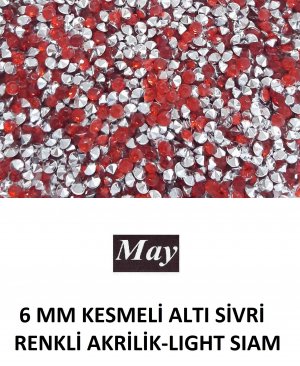 6 MM KESMELİ ALTI SİVRİ RENKLİ AKRİLİK-LIGHT SIAM