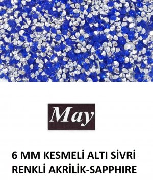 6 MM KESMELİ ALTI SİVRİ RENKLİ AKRİLİK-SAPPHIRE