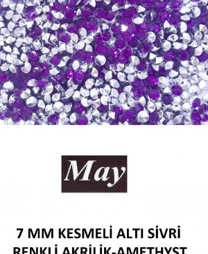 7 MM KESMELİ ALTI SİVRİ RENKLİ AKRİLİK-AMETHYST