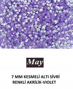 7 MM KESMELİ ALTI SİVRİ RENKLİ AKRİLİK-VIOLET