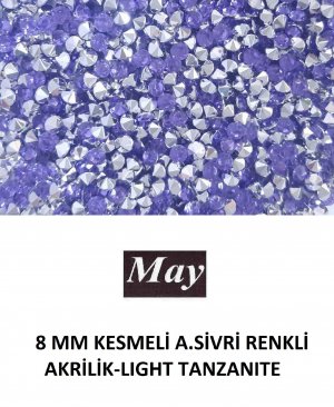 8 MM KESMELİ ALTI SİVRİ RENKLİ AKRİLİK-LIGHT TANZANITE