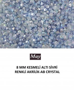 8 MM KESMELİ ALTI SİVRİ RENKLİ AKRİLİK-AB CRYSTAL