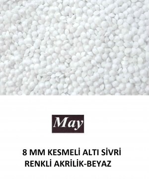 8 MM KESMELİ ALTI SİVRİ RENKLİ AKRİLİK-BEYAZ