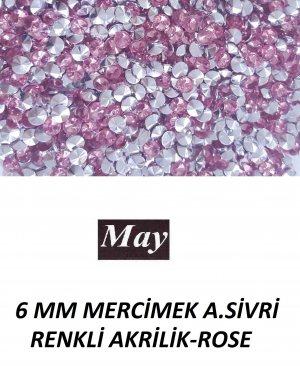 6 MM MERCİMEK ALTI SİVRİ RENKLİ AKRİLİK-ROSE