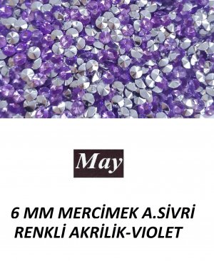 6 MM MERCİMEK ALTI SİVRİ RENKLİ AKRİLİK-VIOLET