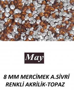 8 MM MERCİMEK ALTI SİVRİ RENKLİ AKRİLİK-TOPAZ