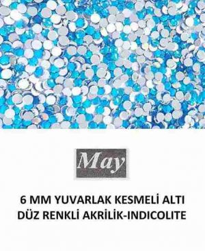6 MM YUVARLAK KESMELİ ALTI DÜZ RENKLİ AKRİLİK-INDICOLITE