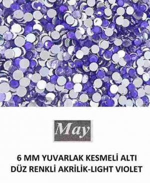 6 MM YUVARLAK KESMELİ ALTI DÜZ RENKLİ AKRİLİK-LIGHT VIOLET