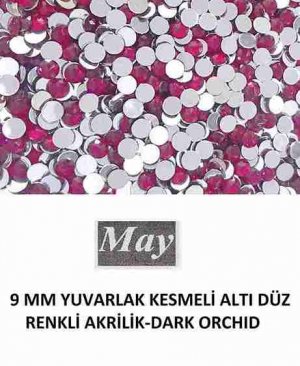 9 MM YUVARLAK KESMELİ ALTI DÜZ RENKLİ AKRİLİK-DARK ORCHID